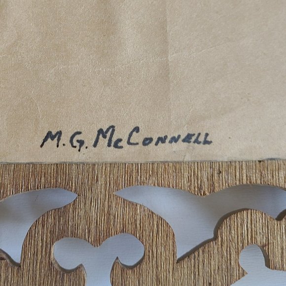 Vintage mirror in wooden handmade frame with birds. - Picture 5 of 5